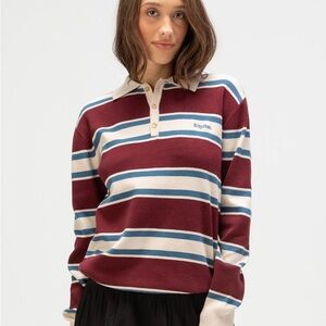 NWT RHYTHM Siglo Knit Womens Long Sleeve Polo Shirt Size Small